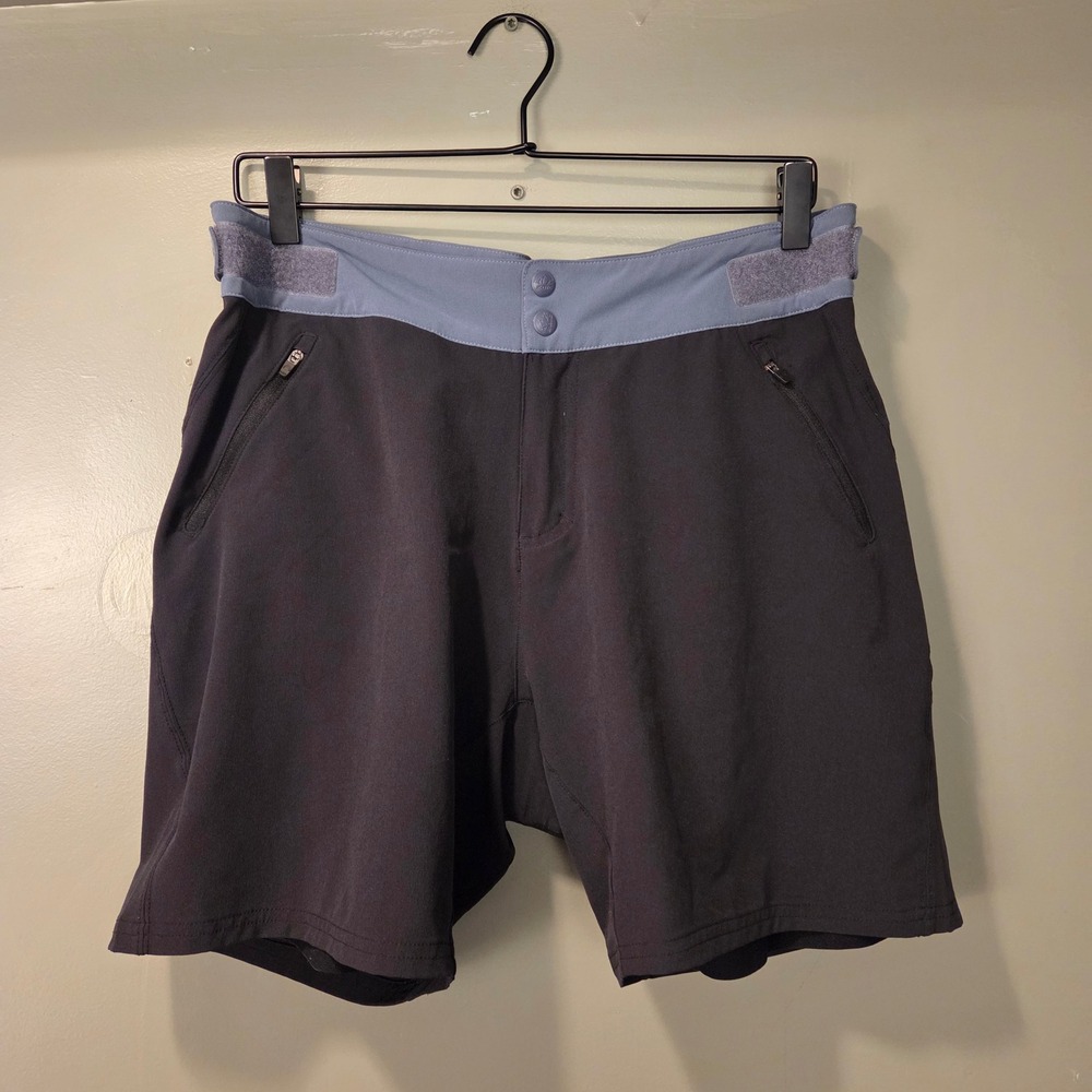 Zoic Men's Layered Cycling Shorts Size L Black Blue Removable Chamois‎ Liner